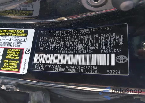 2022 Toyota Camry Se z USA, uszkodzony, nr VIN 4T1G11AK7NU713734